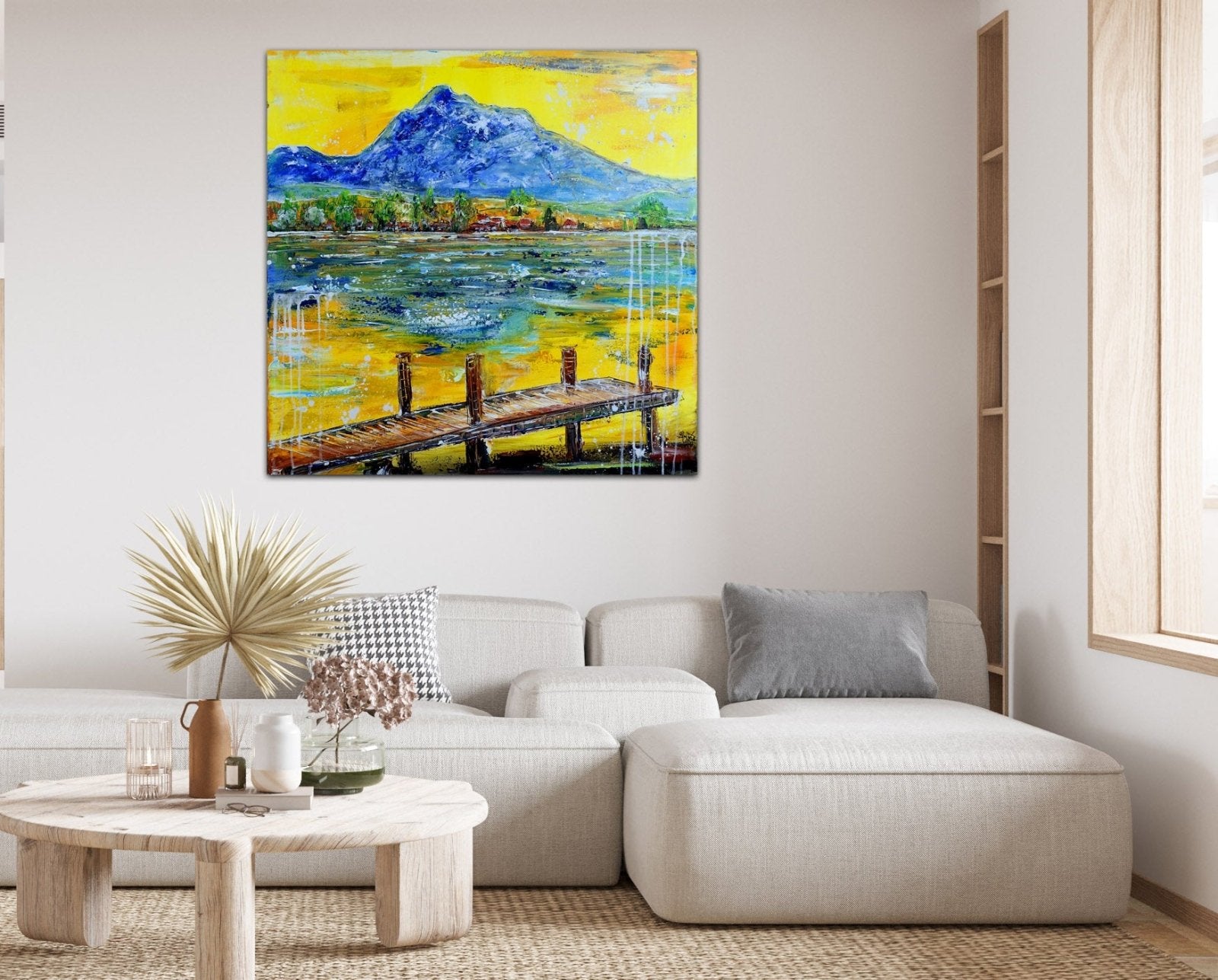 Hopfensee Allgäu Gemälde - abstrakte Malerei Berge See gemalt