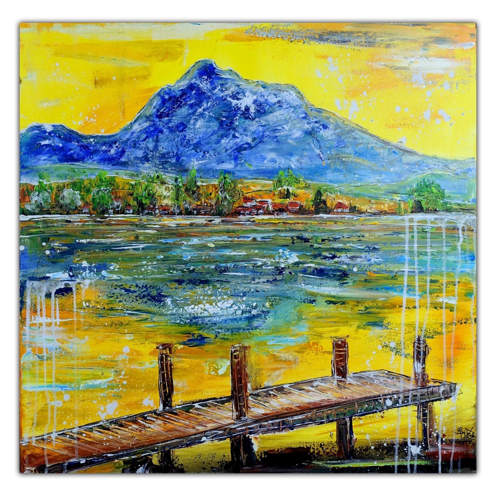 Hopfensee Gemälde mit Säuling - abstrakte Malerei Berge See modern