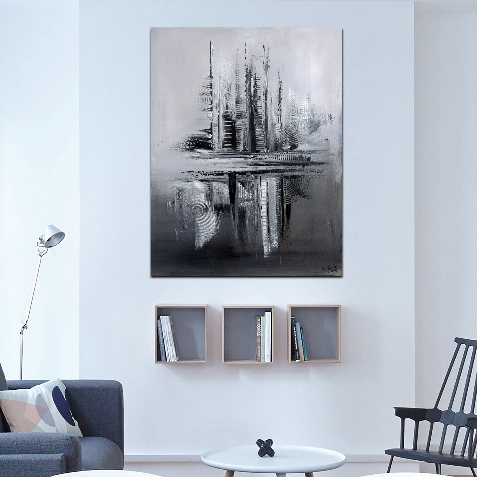 Husum Abstraktes Kunstwerk schwarz weiß Gemälde