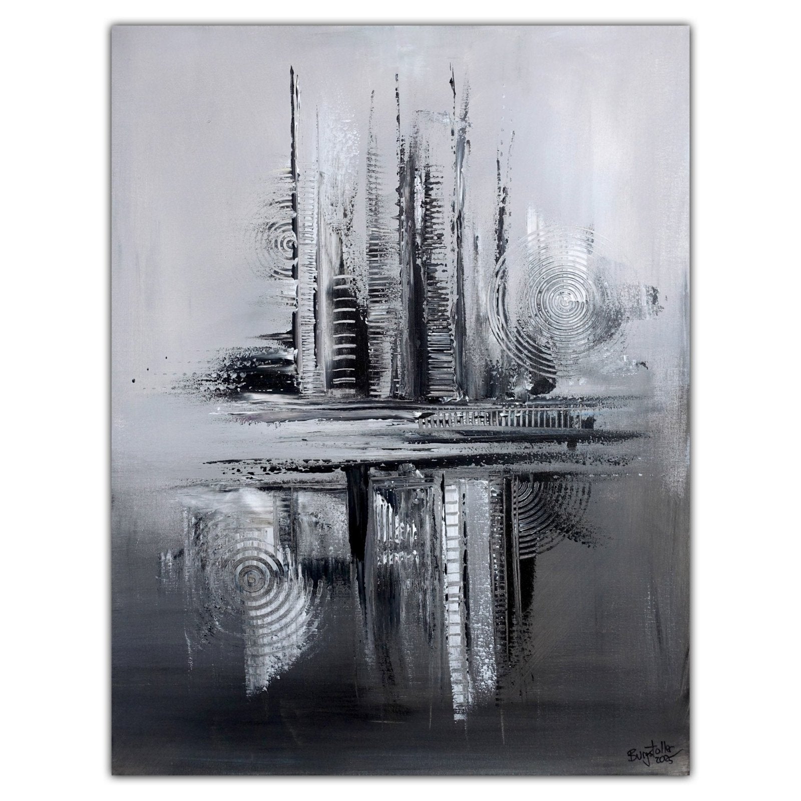 Husum Abstraktes Kunstwerk schwarz weiß Gemälde, Leinwandbild modern 60x80