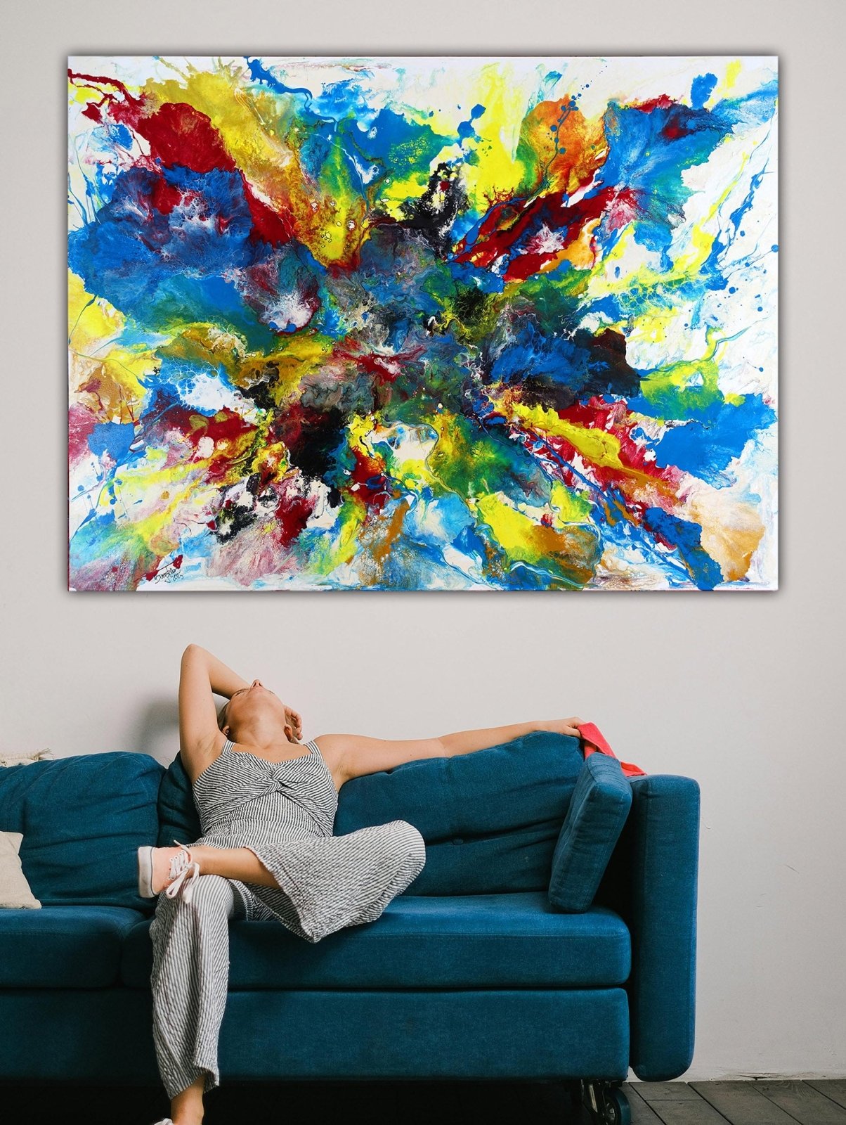 Abstrakte Malerei bunt Fluid Art Gemälde Acrylbild