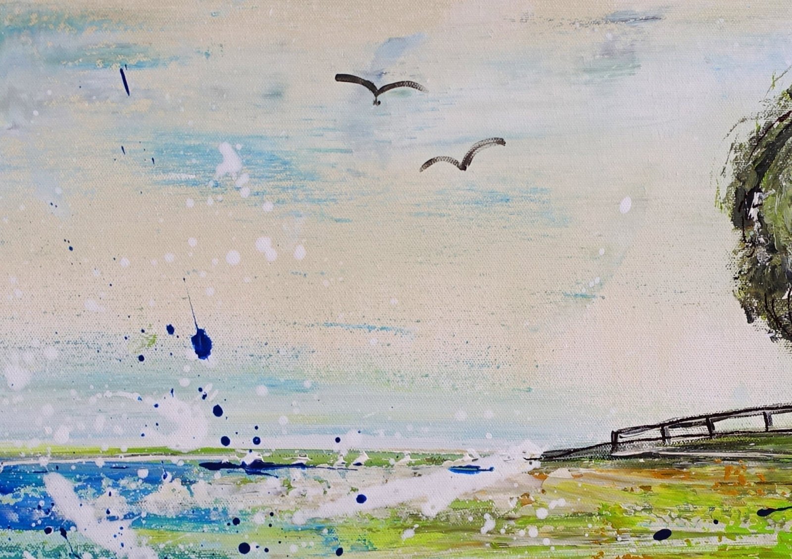 abstrakte Landschaft See Gemälde