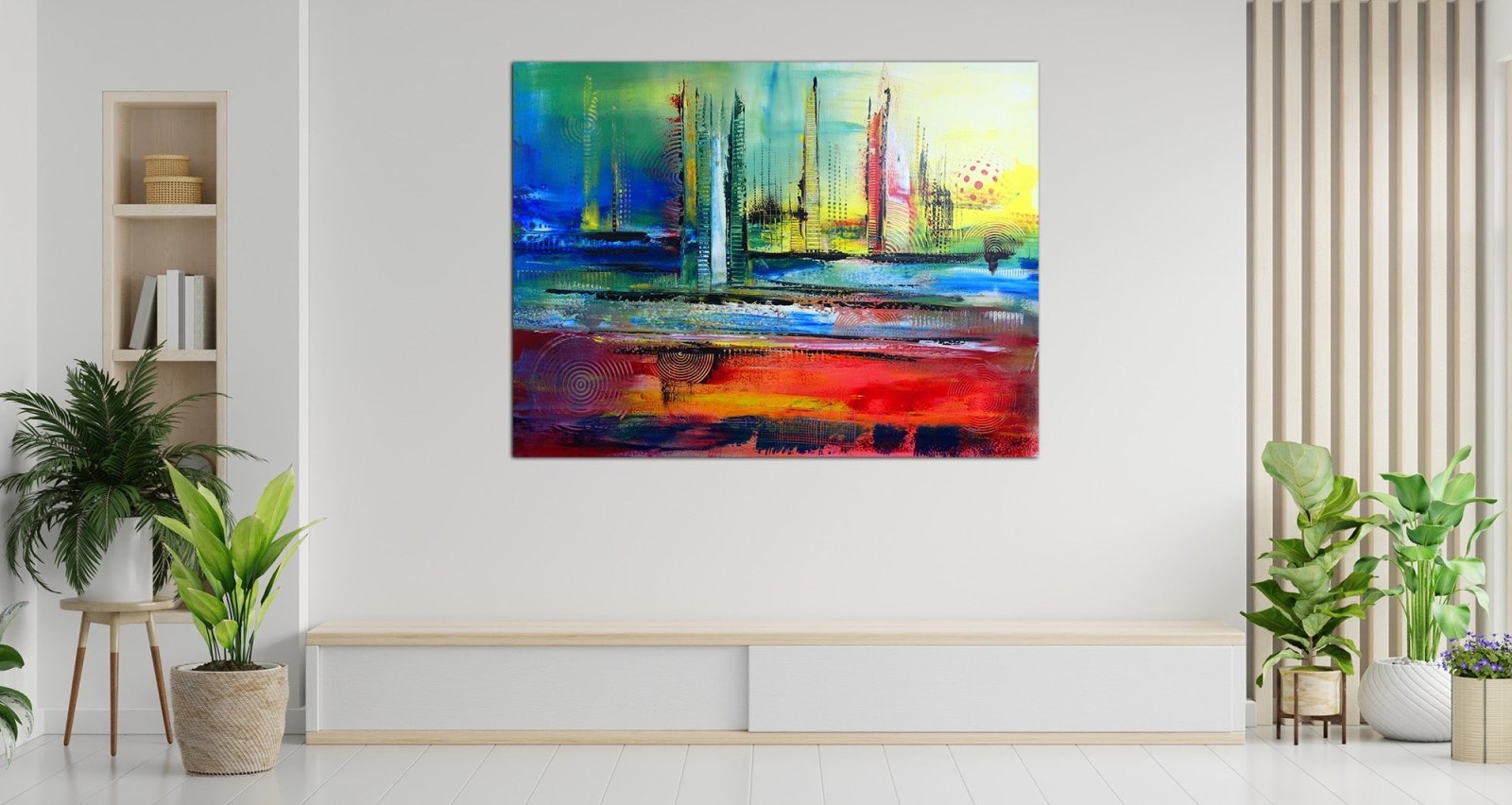 Jacksonville abstraktes Leinwandbild blau rot gelb