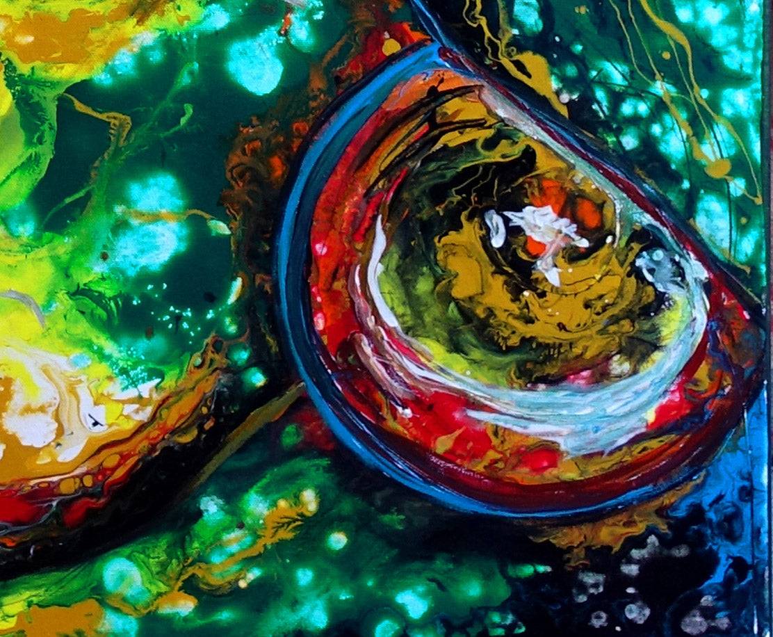 Jodie Gesicht Frauen Portraet Malerei Wandbild Detail3