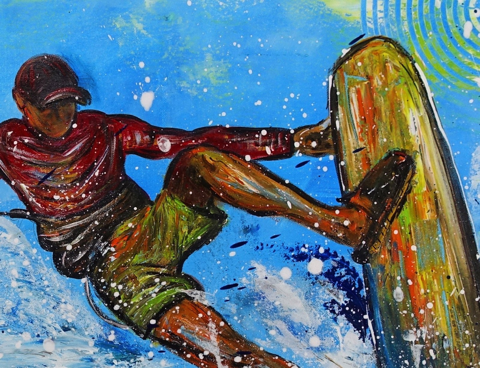 Leinwandbild Kitesurfer Kunst Gemälde Sport Malerei