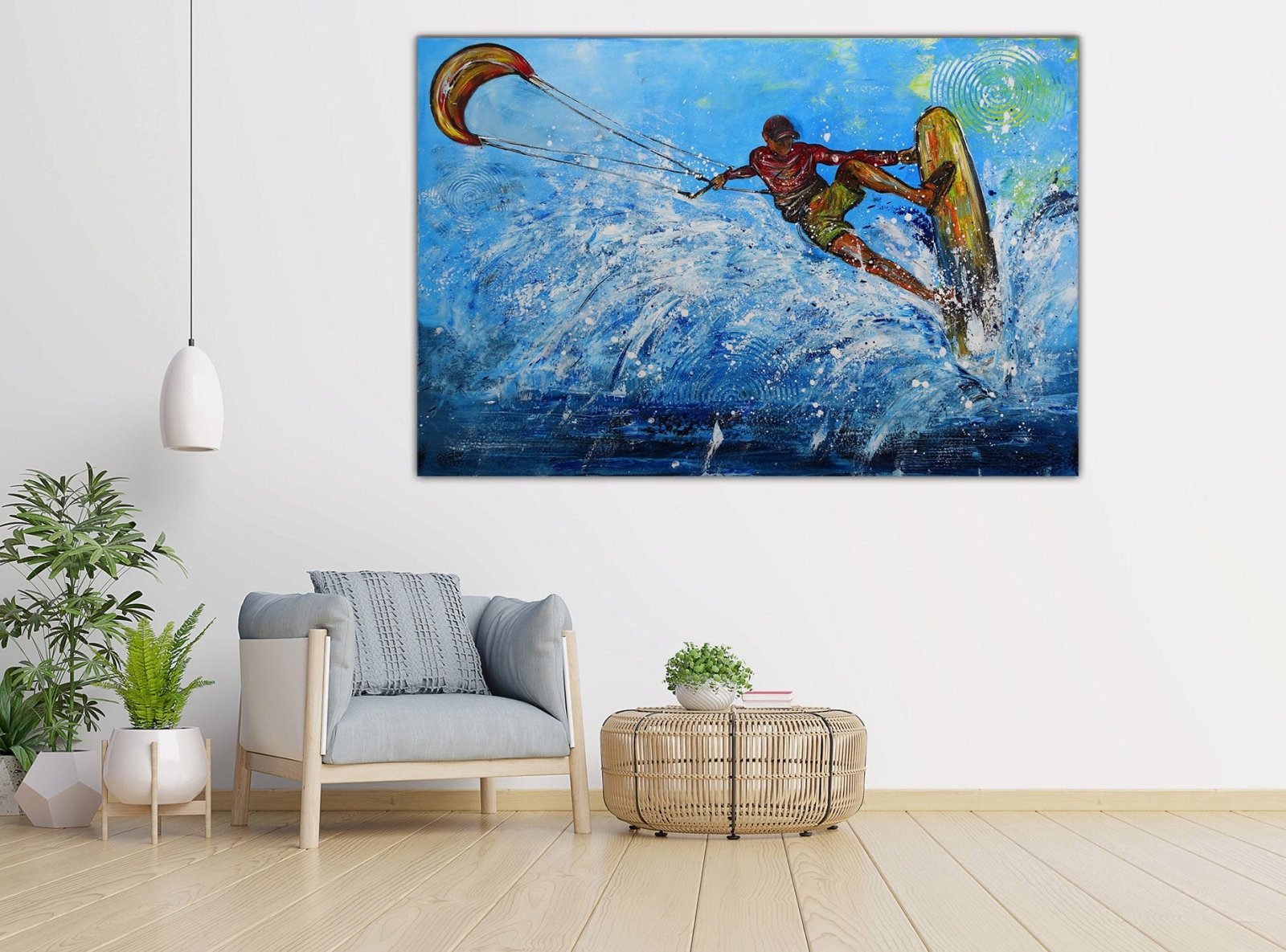 Leinwandbild Kitesurfer Gemälde Sport Malerei 120x80