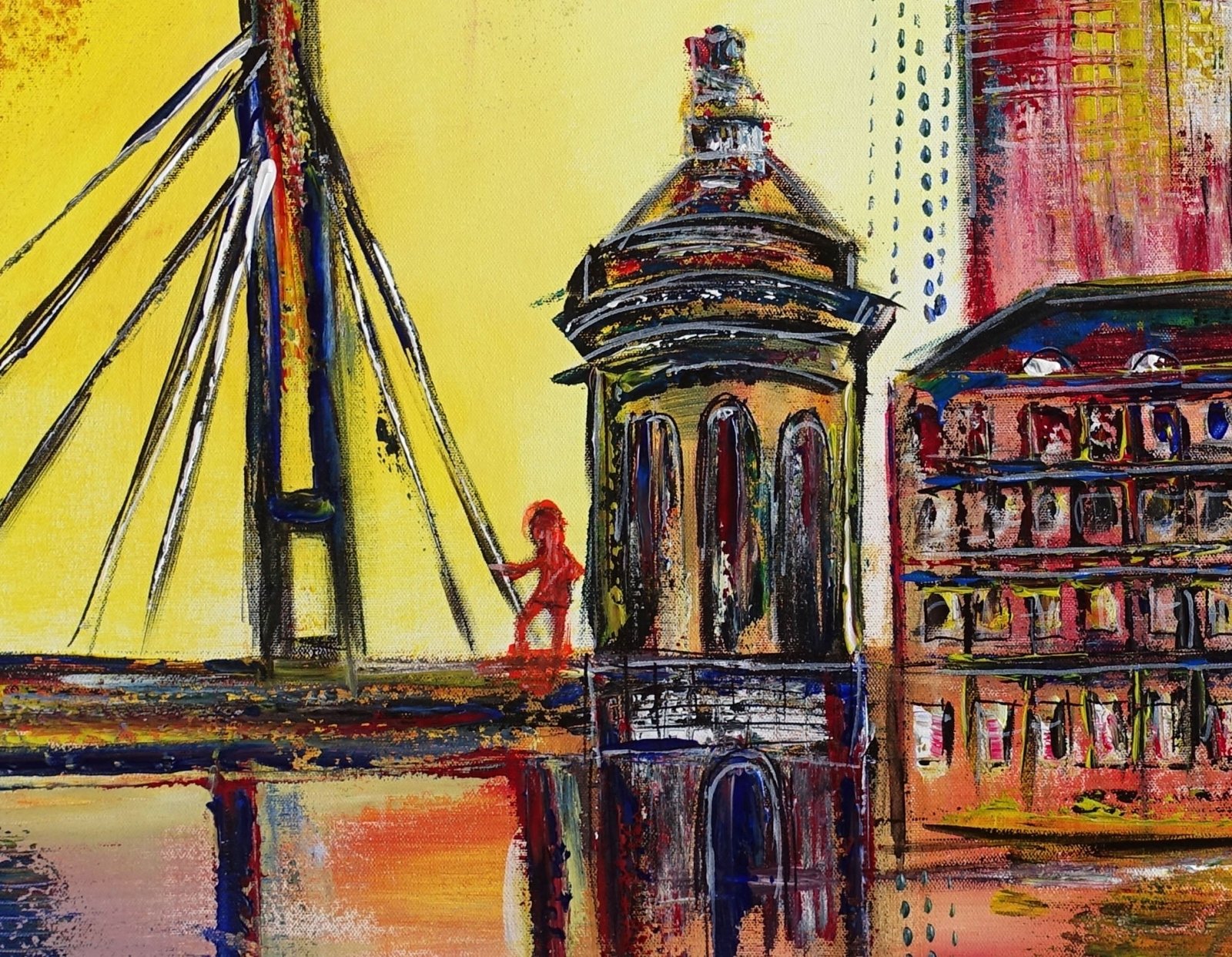 Stadt Gemälde Mannheim Skyline abstrakt 100x80