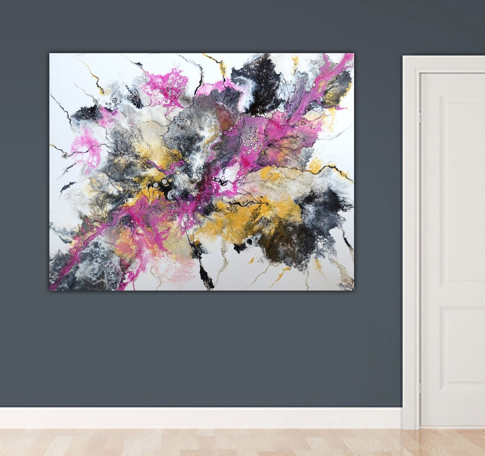 Abstraktes Gemälde moderne Kunst rosa