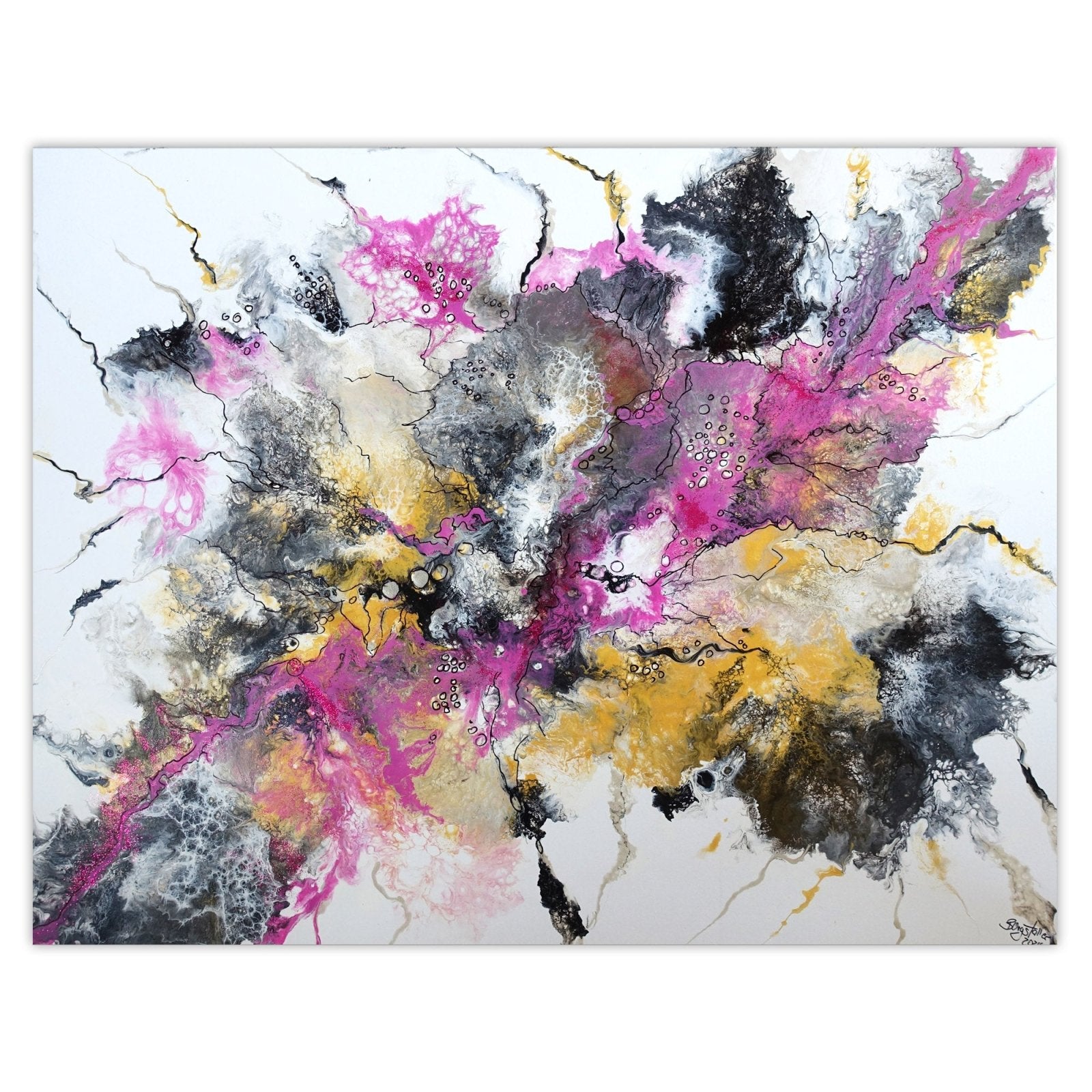 Abstraktes Gemälde rosa beige Acrylgemälde