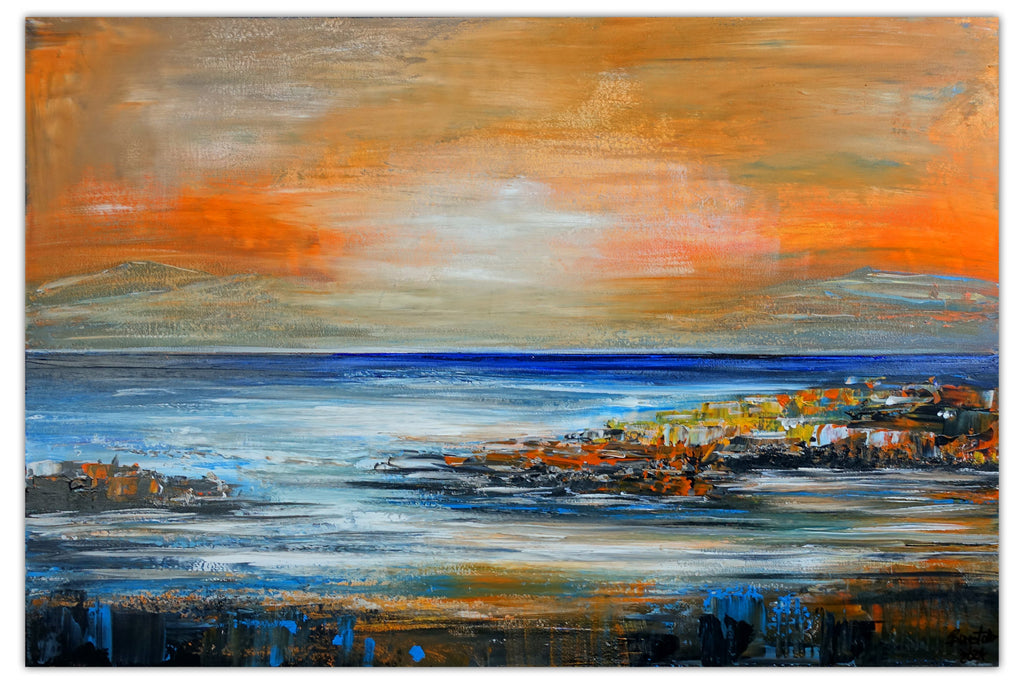 Murter Meeresbild abstrakt Sonnenuntergang Strandbild handgemalt Acryl Gemälde