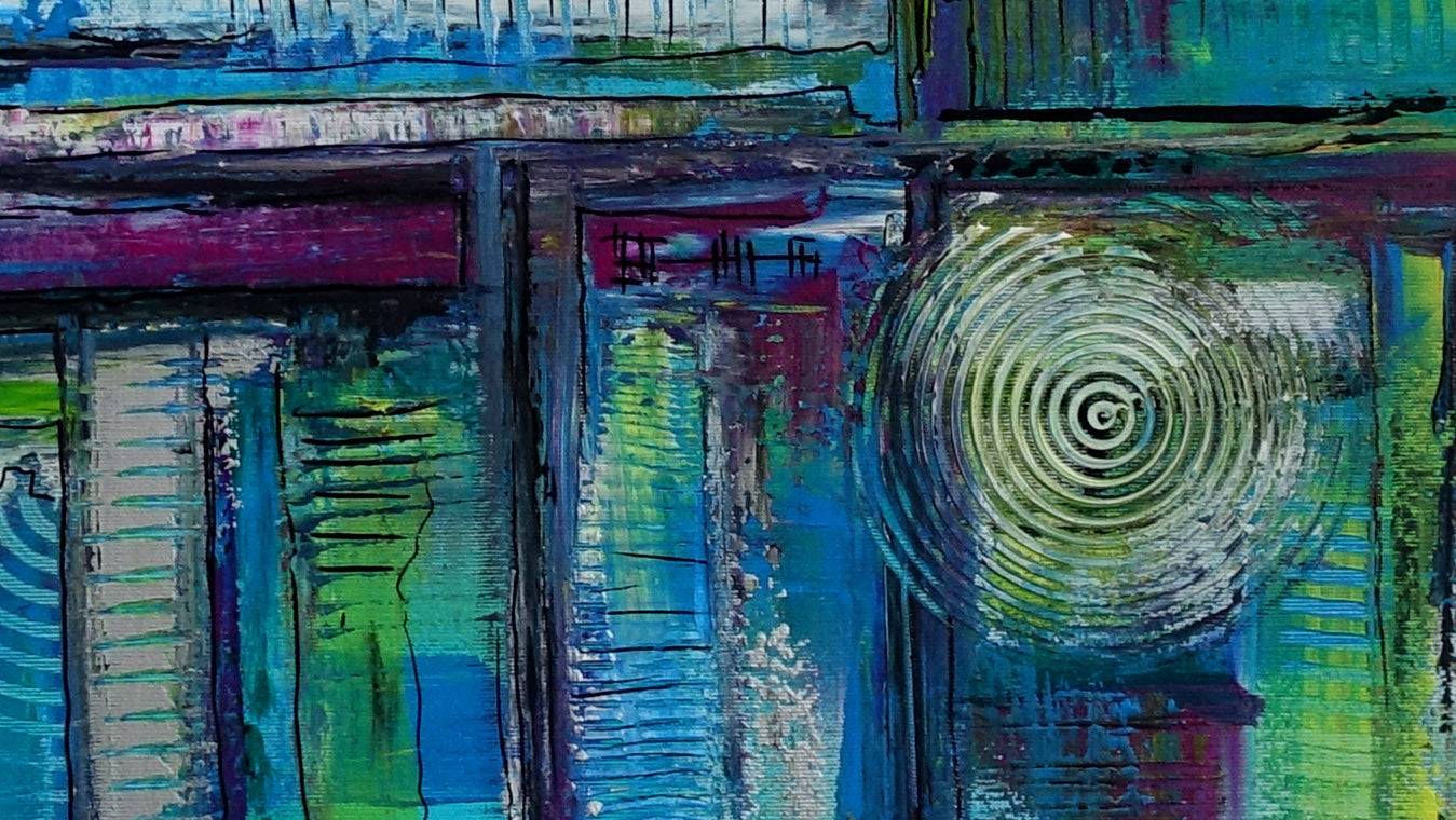 Nashville abstrakte Malerei gruen blau Wandbild Detail3