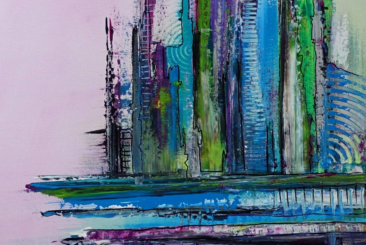 Nashville abstrakte Malerei gruen blau Wandbild Detail2