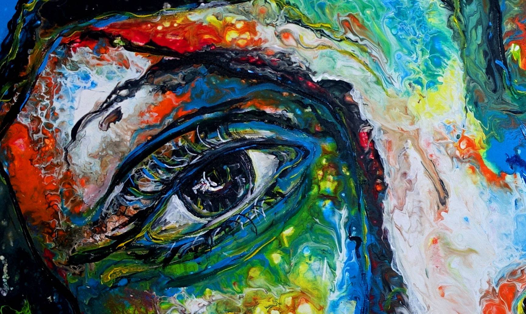 Wandbild modernes Gesicht Malerei Portrait Detail3