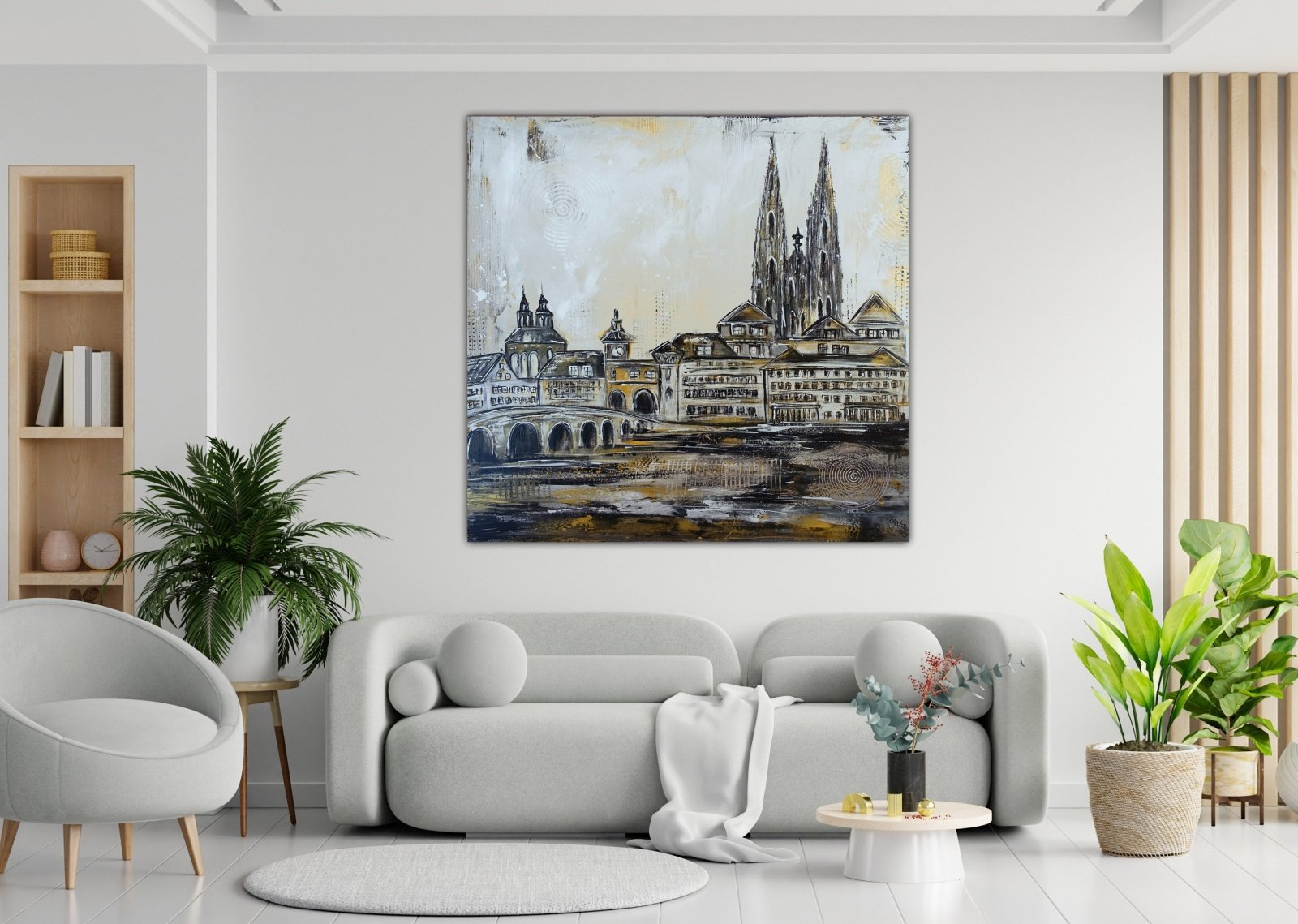 Regensburg abstraktes Stadtbild Leinwand Städte Gemälde Kunstbild w2