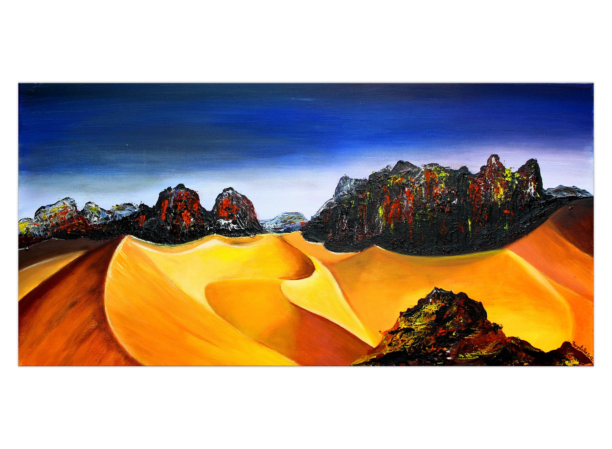 Sahara leinwandbild wüsten gemälde struktur Acrylbild handgemalt 80x40