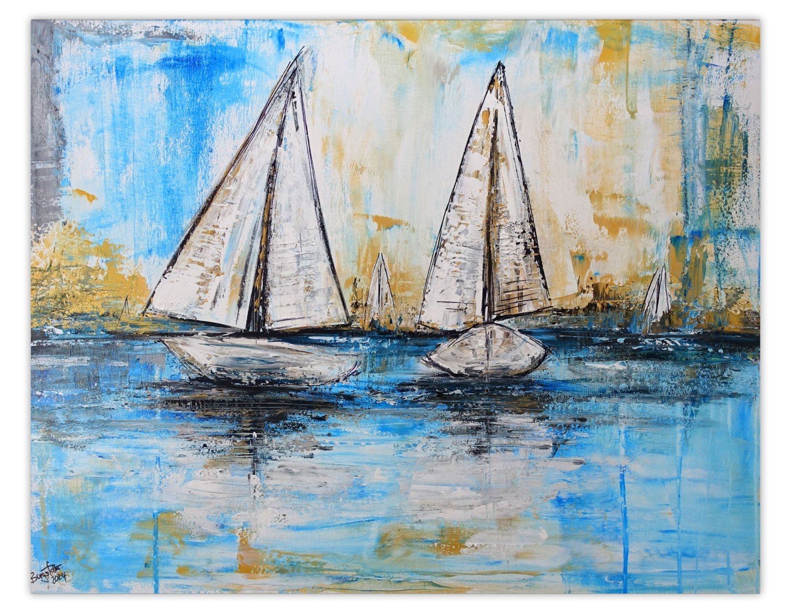 Abstrakte Kunst Segelboote Leinwandbild