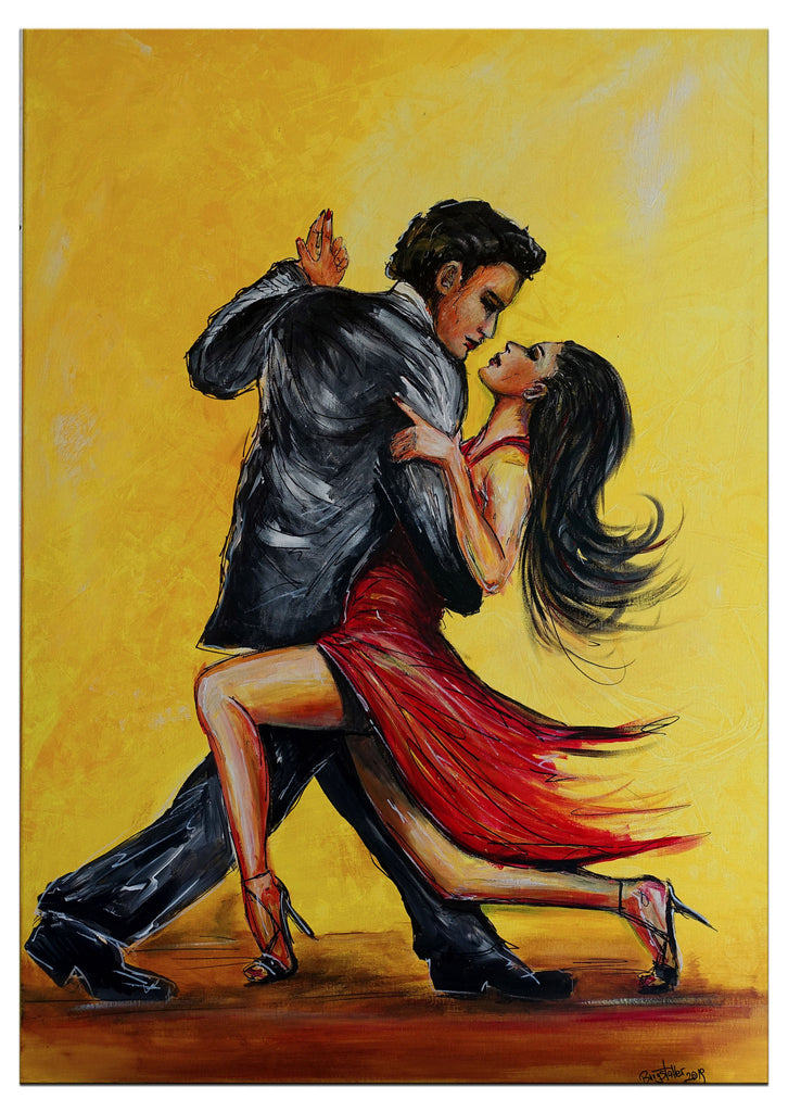 handgemaltes Acrylbild Tanzpaar Salsa