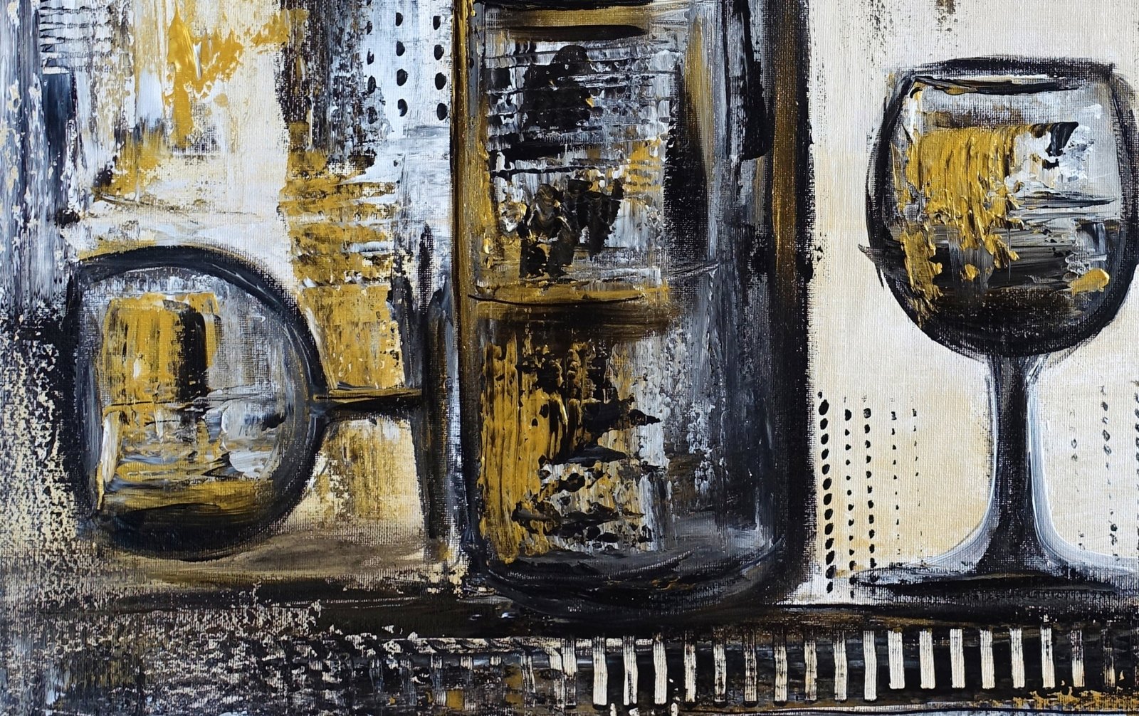 Bild Weinflasche handgemaltes Gemälde Weingläser abstrakt Küchenbild d2