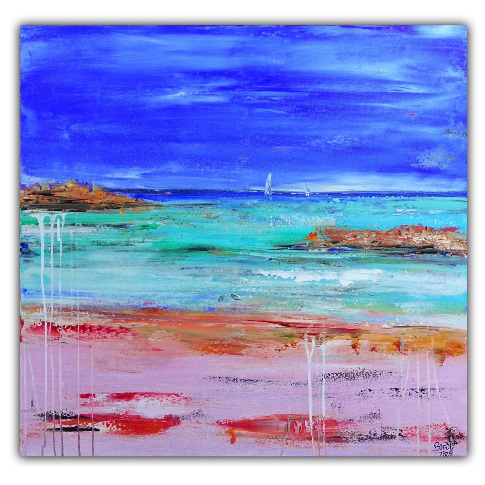 Sardinien - Spiaggia Rosa Bild abstrakt - Acrylbild Wandbild Leinwand 80x80