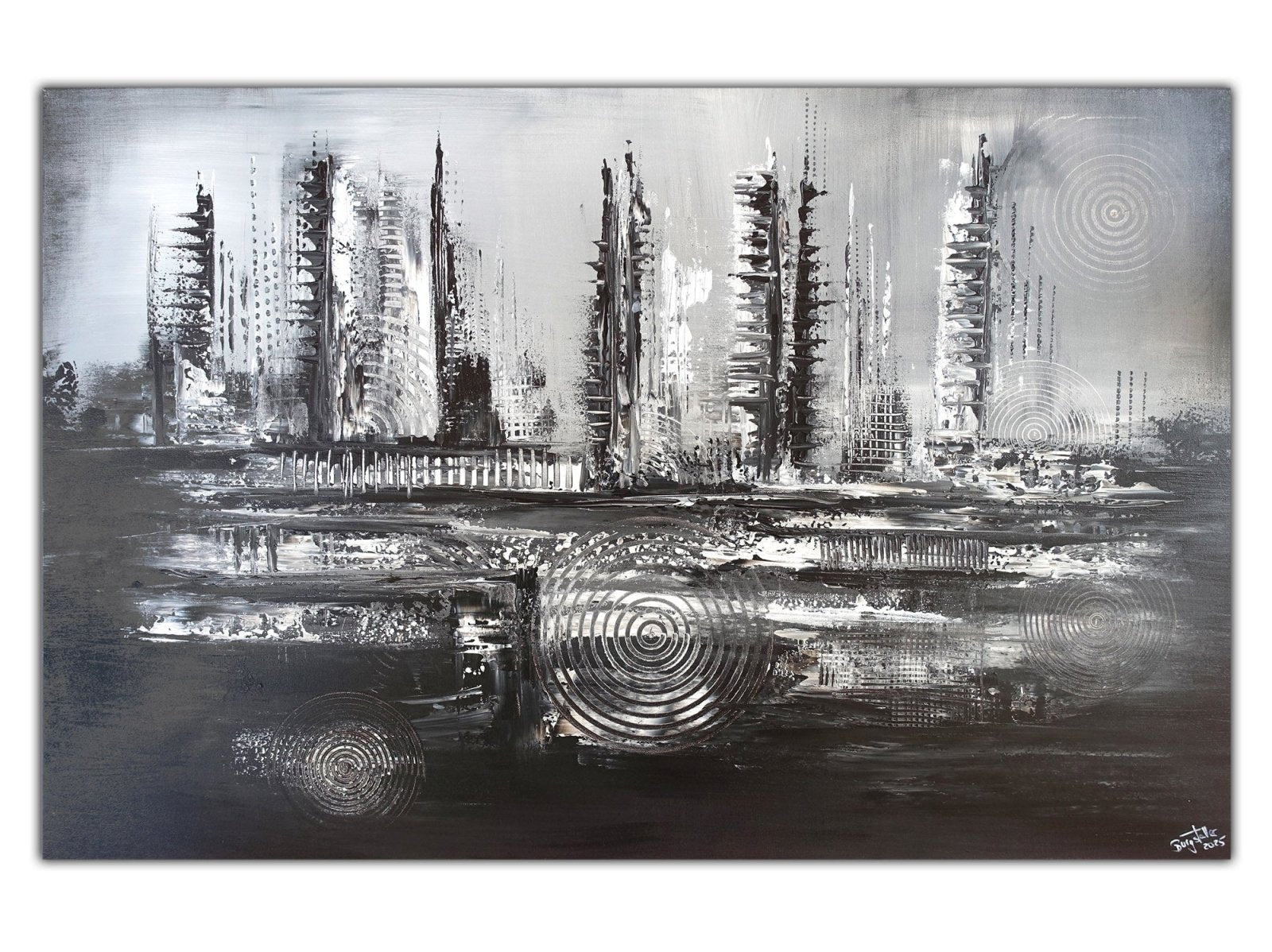 Schwarz Weiß Acrylbild abstrakt Original Gemälde