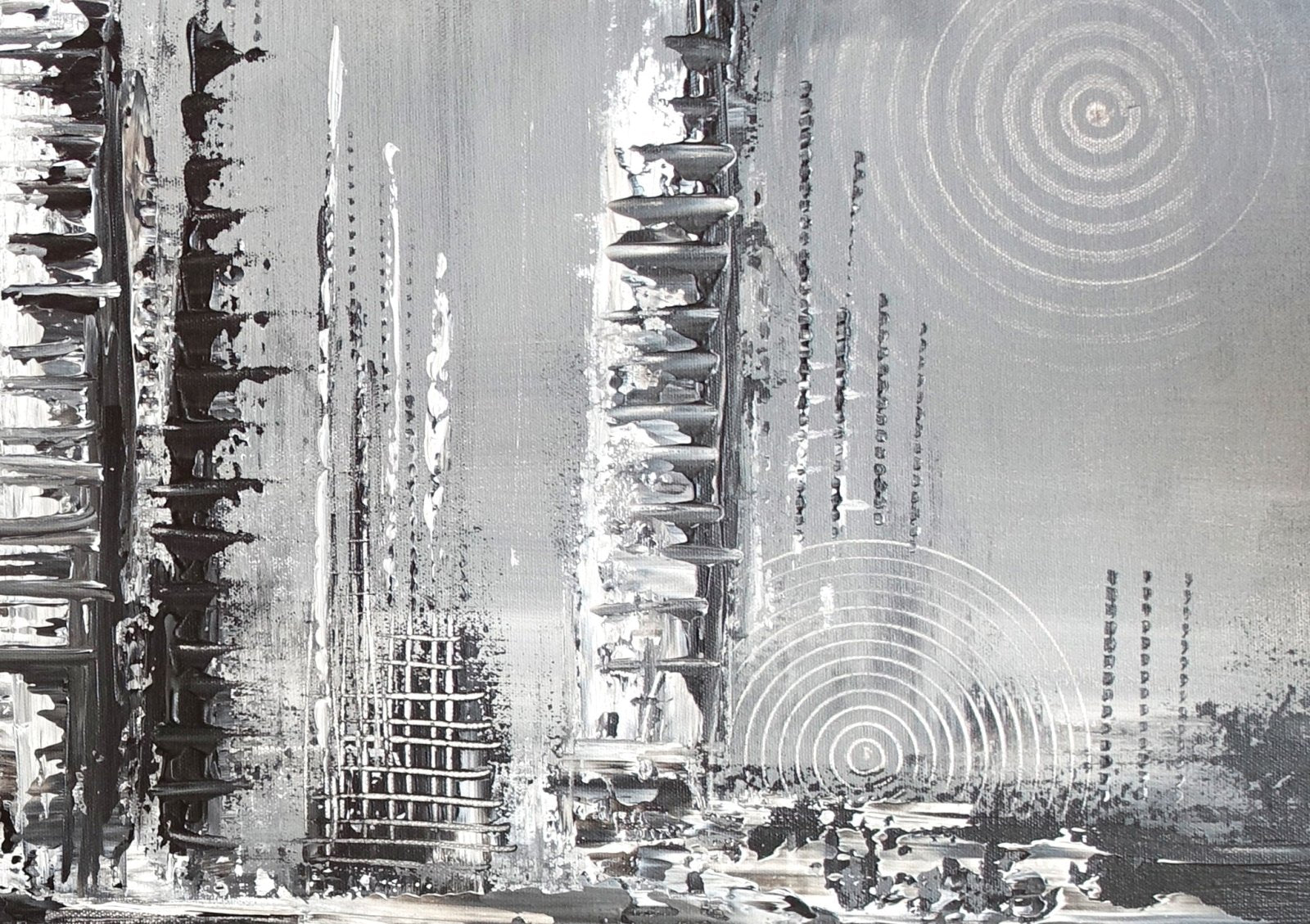 Schwarz Weiß Acrylbild abstrakt det3