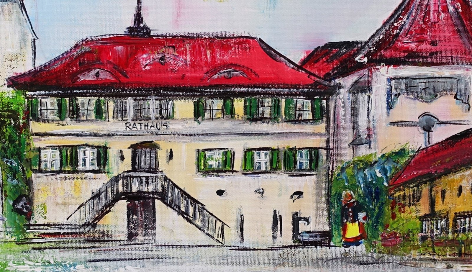Schwendi Gemälde Acrylbild Rathaus Oberschwäbischer Hof