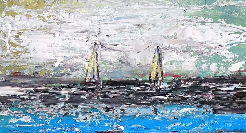 Segeltörn abstraktes Bild Meer Segelboote Kunst Gemälde Original