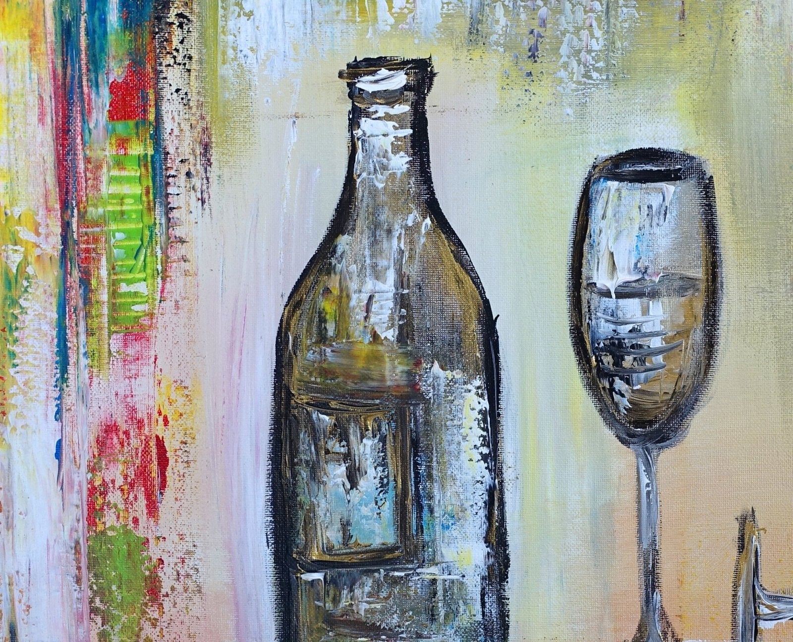Sektglas Flasche Gemälde det1