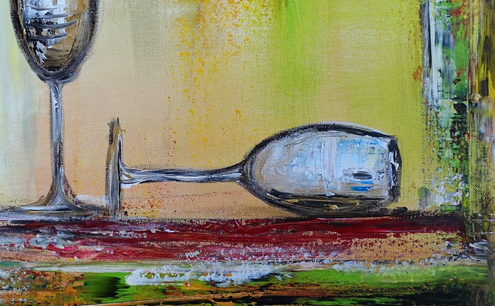 Sektglas Flasche Gemälde abstrakt gemalt det2