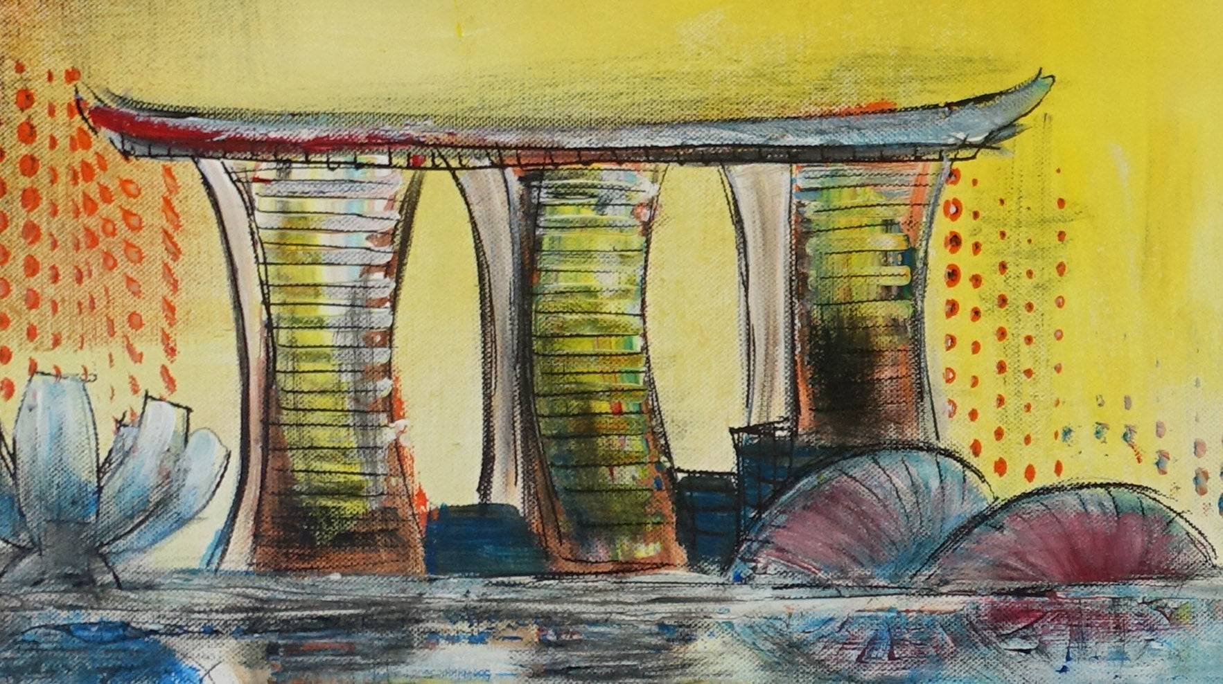 Singapur Skyline abstraktes Wandbild