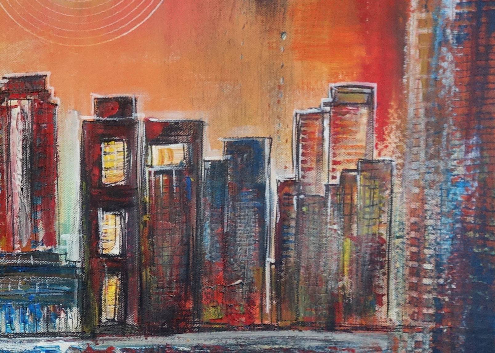 Singapur Skyline abstraktes Wandbild - Städte