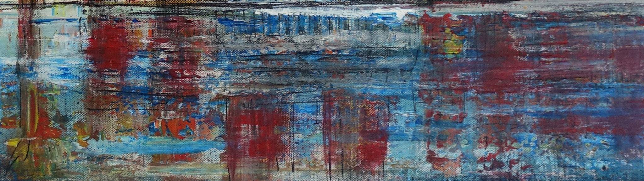 Singapur Skyline abstraktes Wandbild Malerei 120x60cm