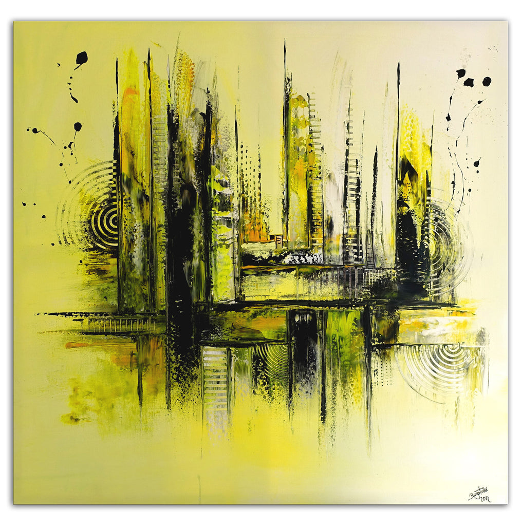 Acryl Malerei abstrakt gelb handgemalt