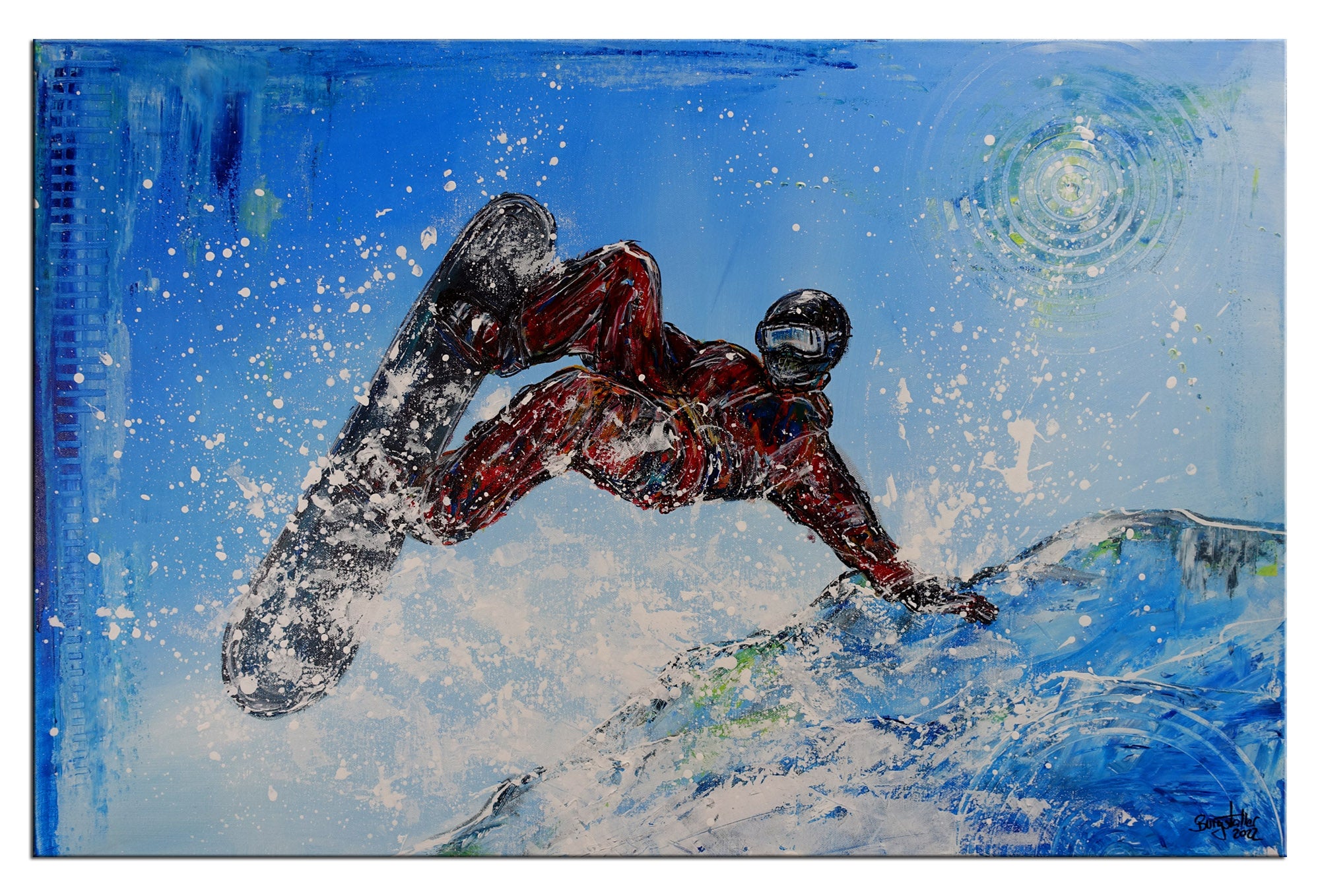 nowboarder Bild Malerei Wandbild Acrylbild Gemälde 100x70