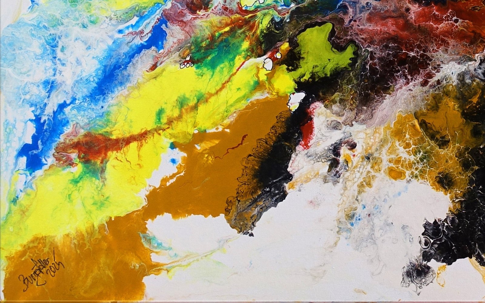 Abstrakte Kunst blau gelb det2