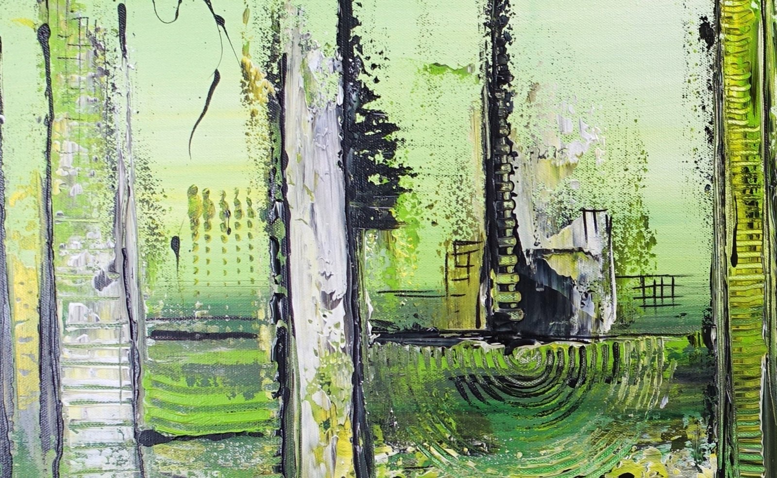 Stadtwald: Abstraktes Bild grün querformat d1