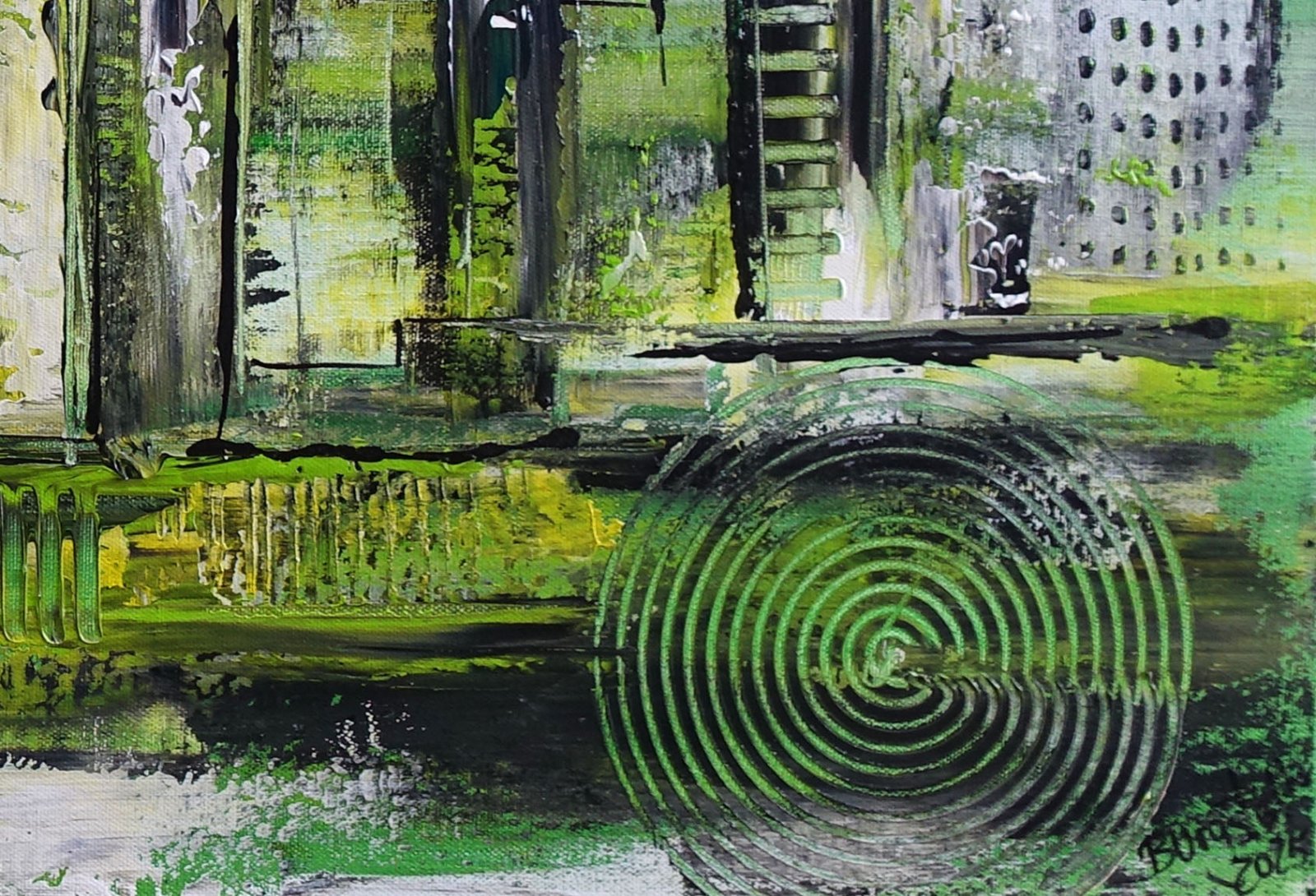 Stadtwald: Abstraktes Bild grün querformat d3