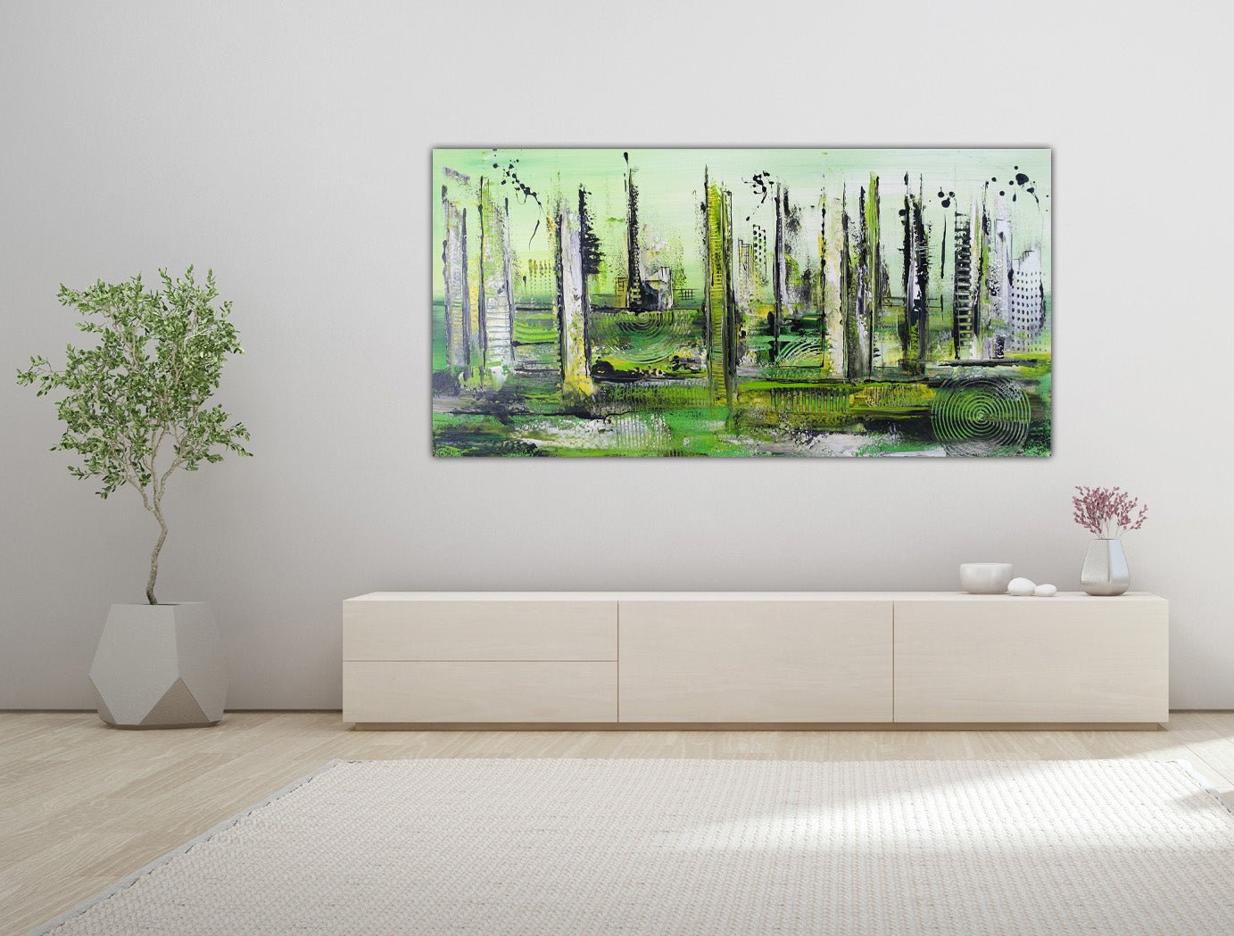 Stadtwald: Abstraktes Bild grün querformat w2