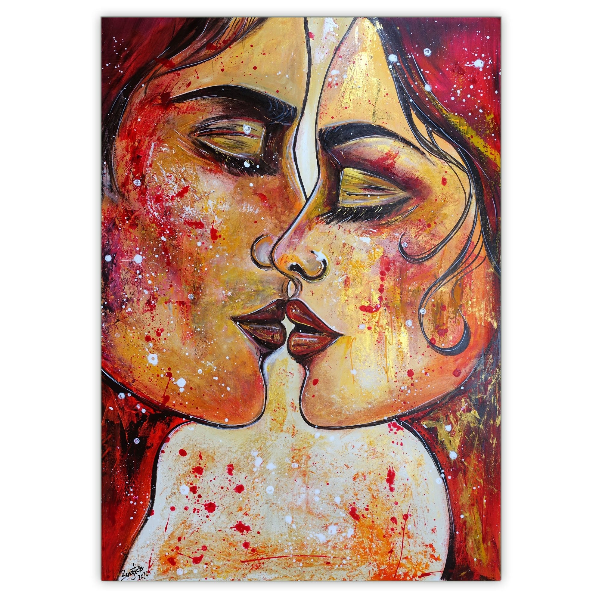 Original Gemälde Liebespaar, romantische Kunst figurativ 70x100