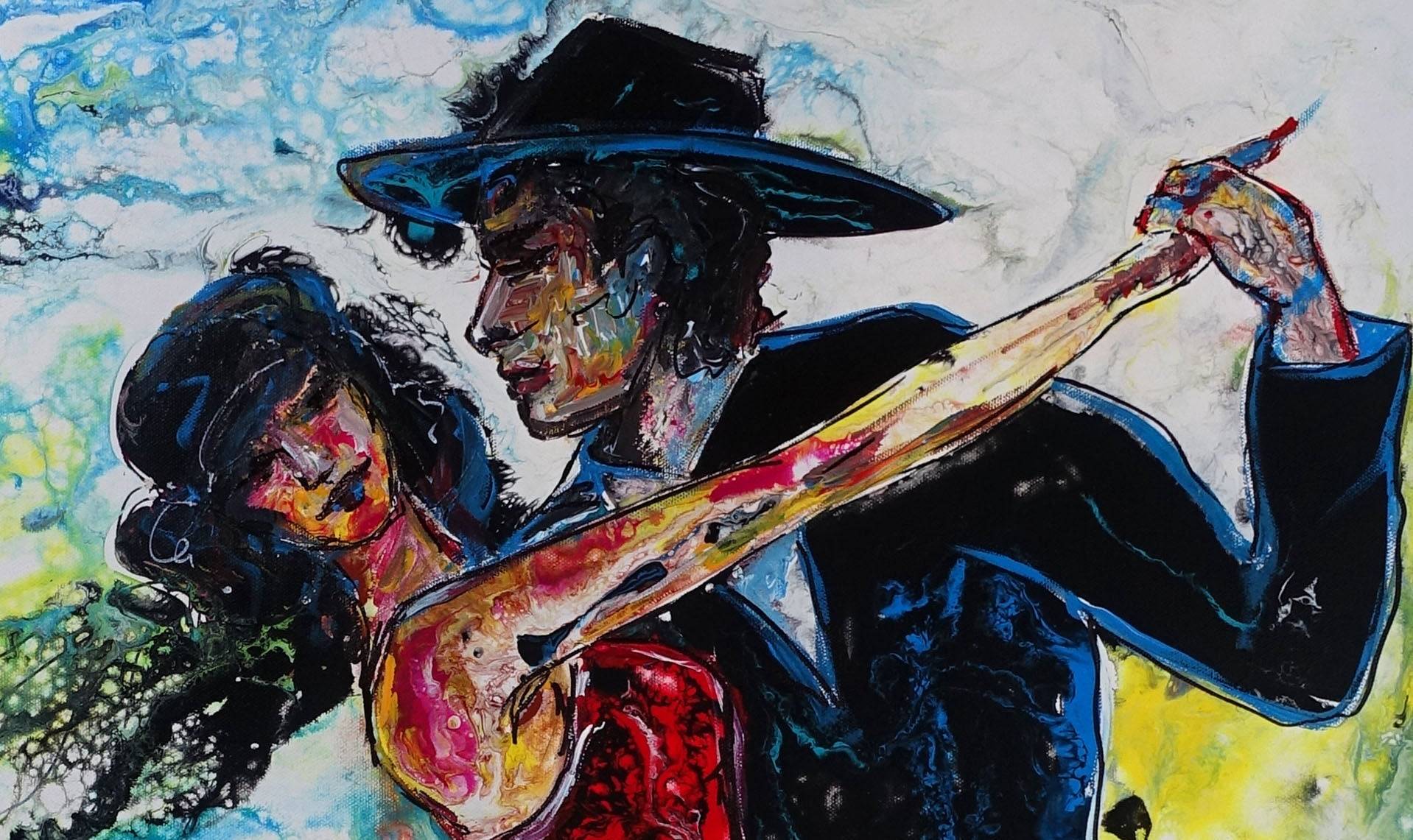 Tango Malerei handgemalt Acrylbild Tanz Gemaelde Detail3