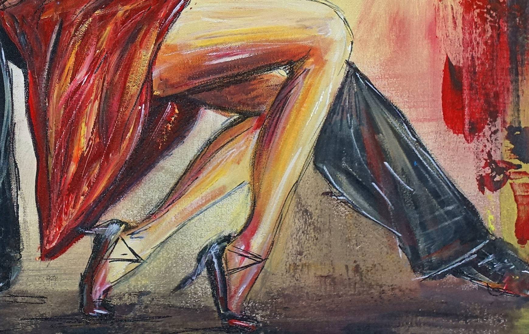 Tango Feeling handgemaltes Taenzerbild Tanzpaar