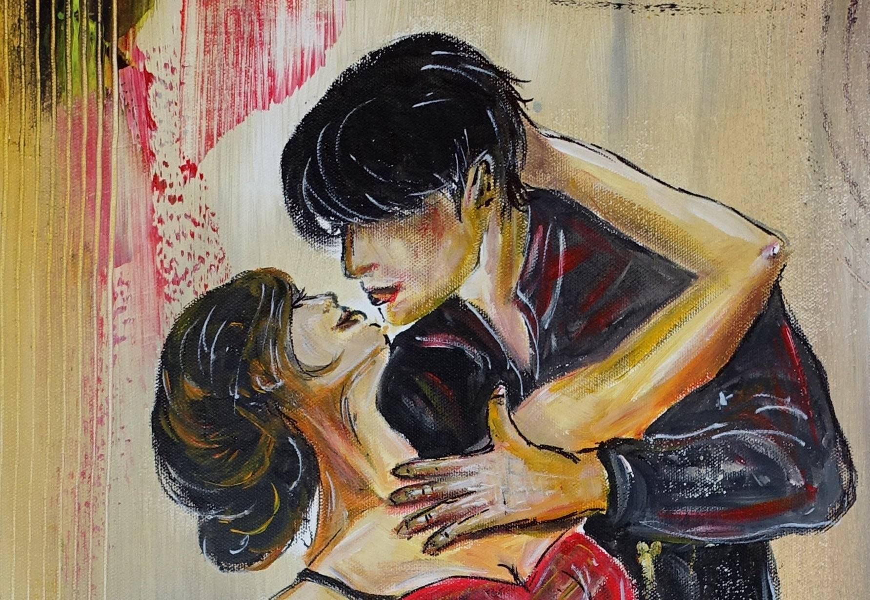 Tango Feeling handgemaltes Taenzerbild Tanzpaar Latino