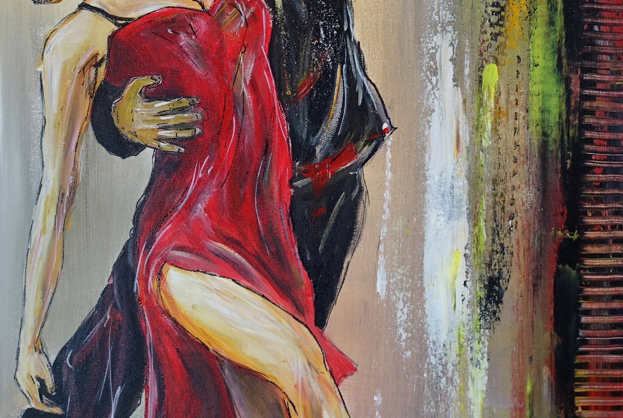 Tango Feeling handgemaltes Taenzerbild Tanzpaar Latino Gemaelde Unikat 100x70