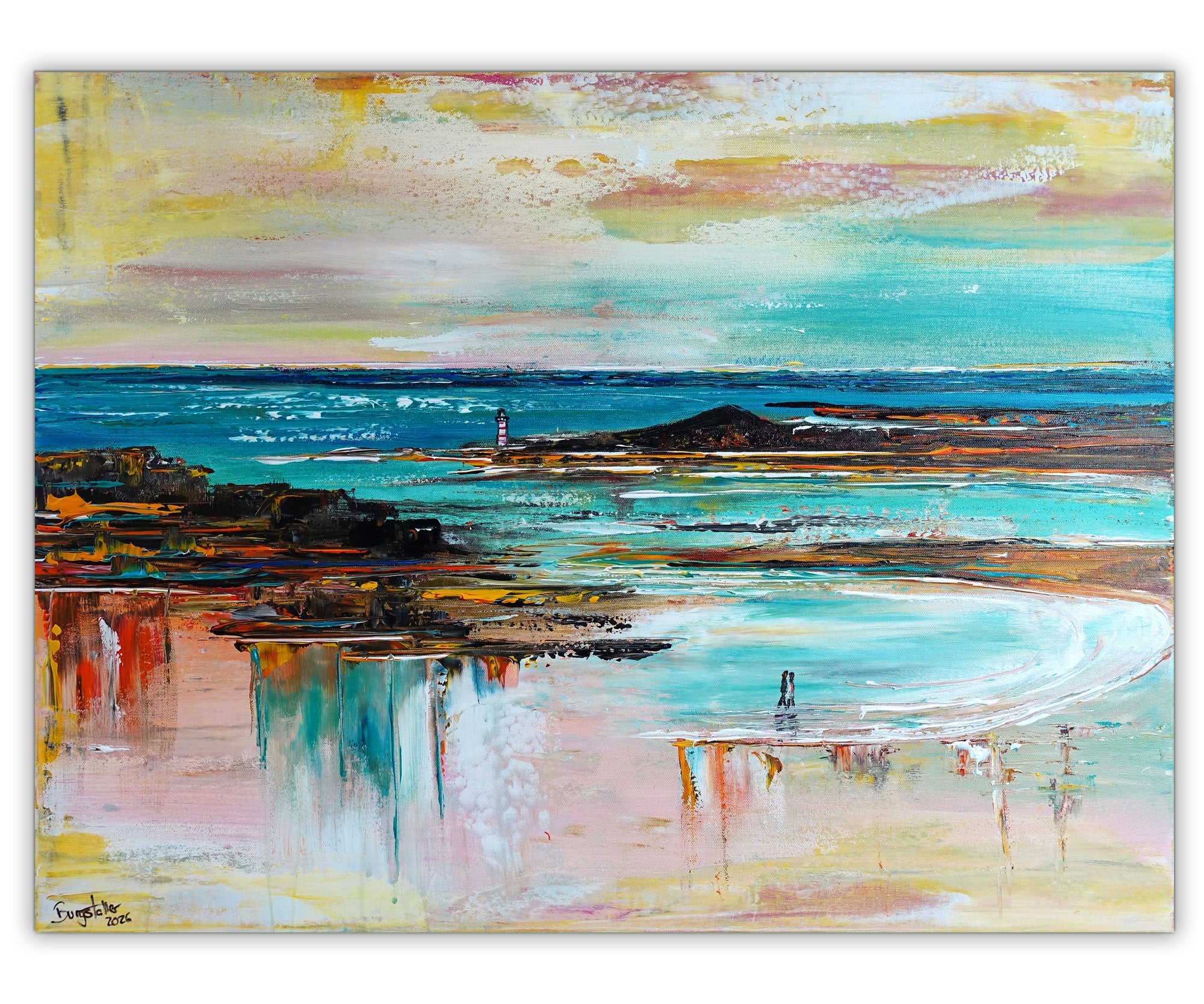 The Beach Modernes Strand Gemälde Liebespaar Acrylbild