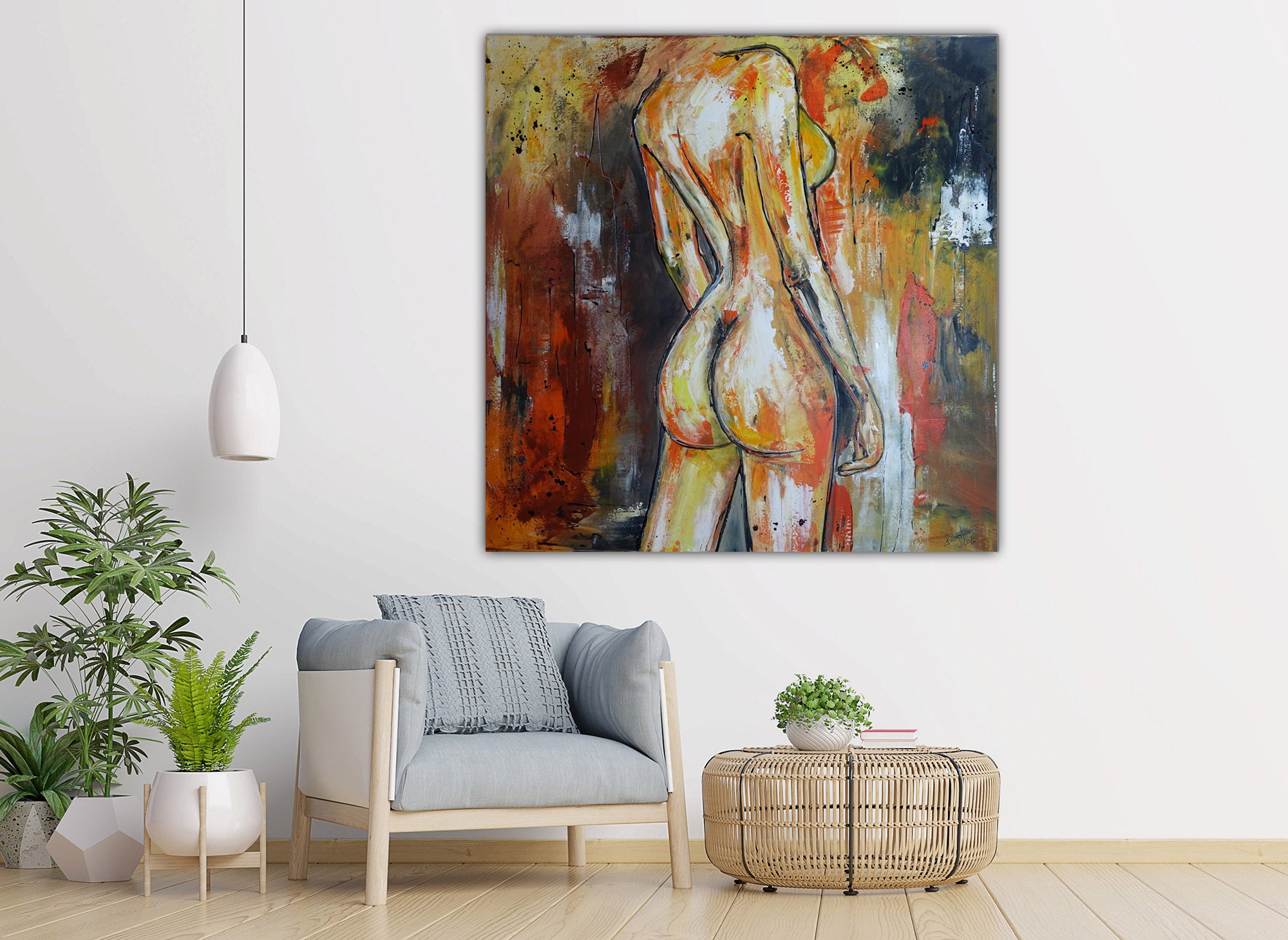 Erotisches Gemälde Frauenkörper Acrylbild Leinwand modern 100x100