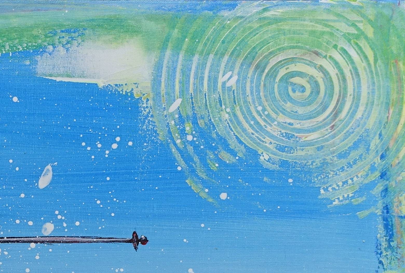 Tiefschneefahrer, Skiläufer, Gemälde, Malerei Sportbild, Berge