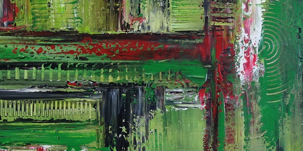 Abstraktes Leinwandbild rot grün Acrylbild