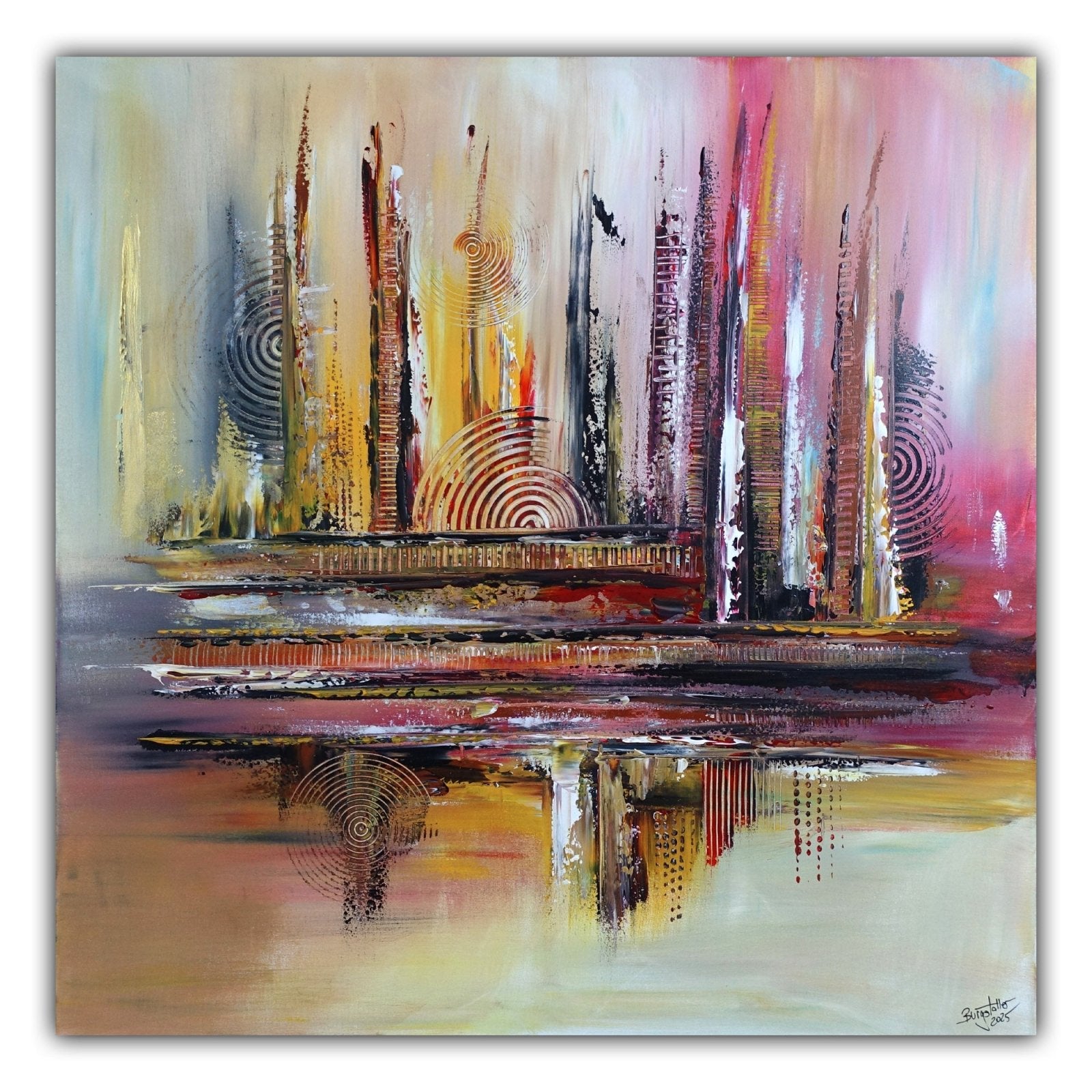 Tucscon - abstrakte Malerei rot ocker, Original Gemälde modern Kunstbild 100x100