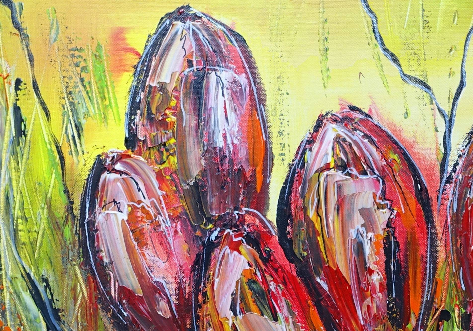 Tulpen Blumen Wandbild Acrylbild Kuenstler Unikat Detail2