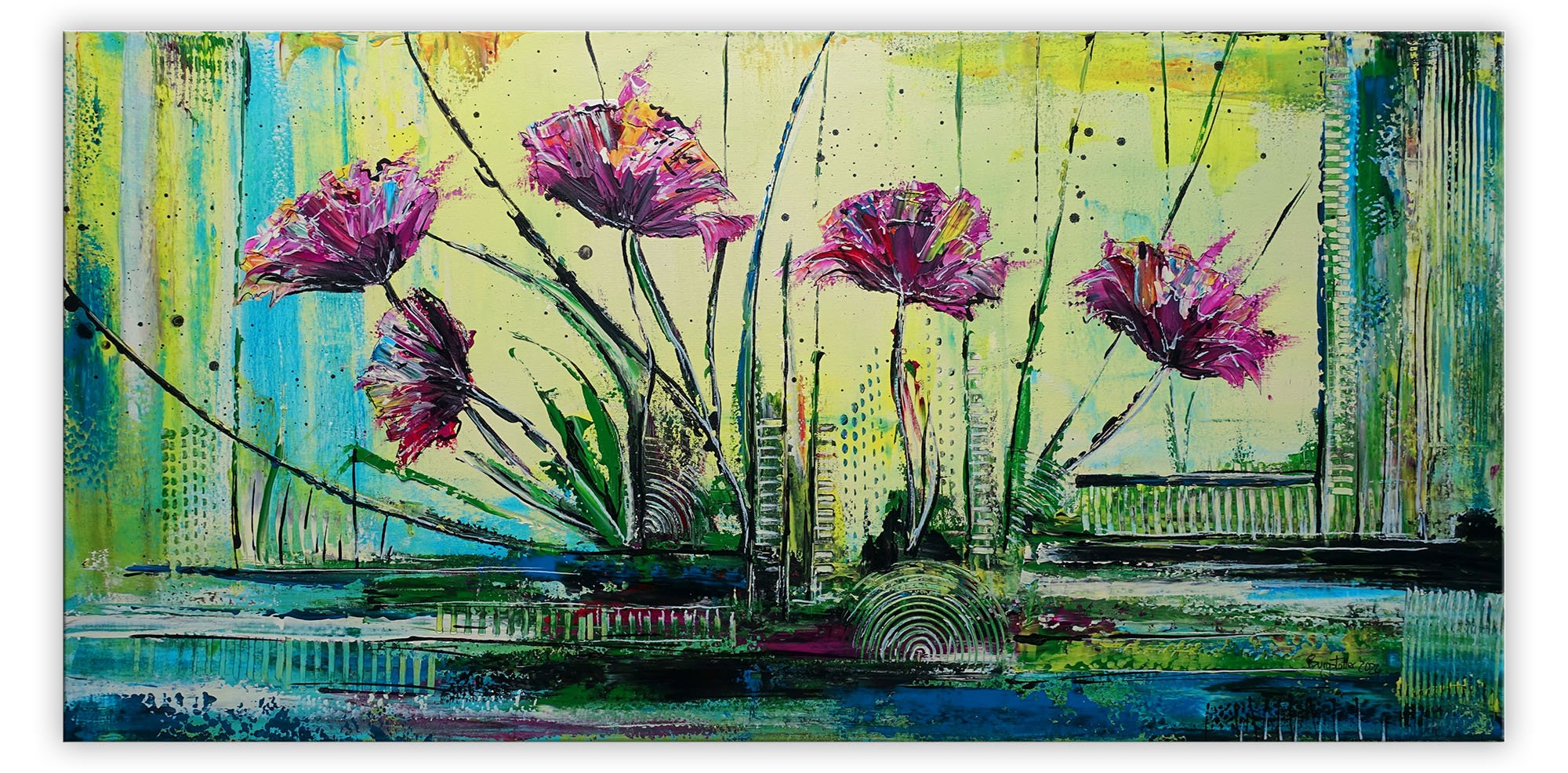 Tiancheng Art Abstraktes Baum-Gemälde 61x122 Cm – Handgemalt Auf Leinwand, Fertig Gerahmt | Moderne Wanddekoration Für Wohnzimmer & Büro